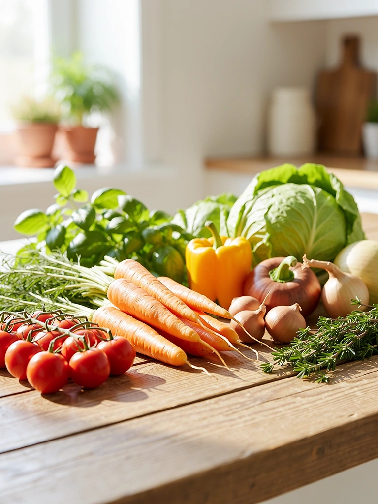 Frische gesunde Zutaten für eine ausgewogene Ernährung